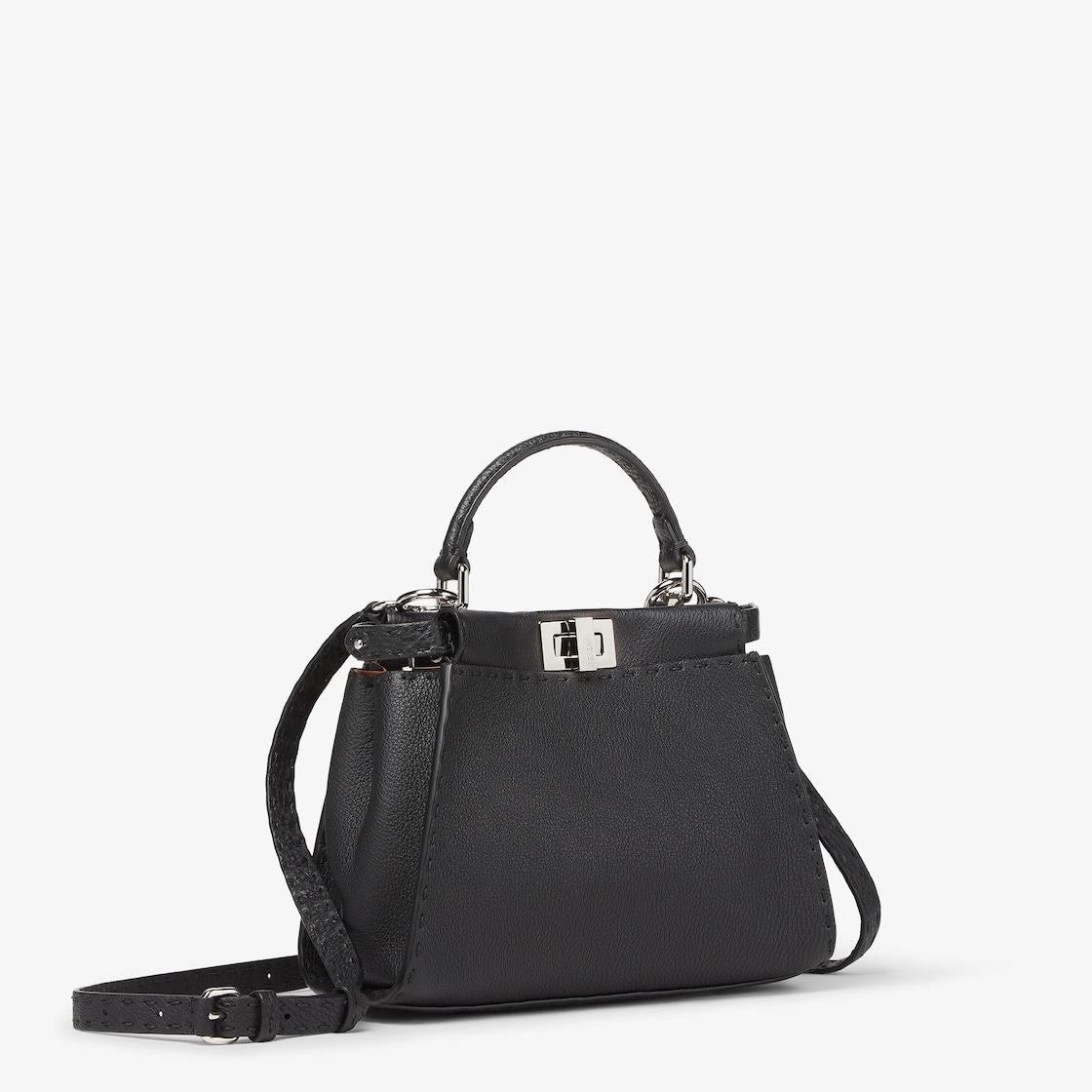 FENDI Peekaboo Mini Black Selleria bag with 1048 hand-sewn topstitches - Image 4